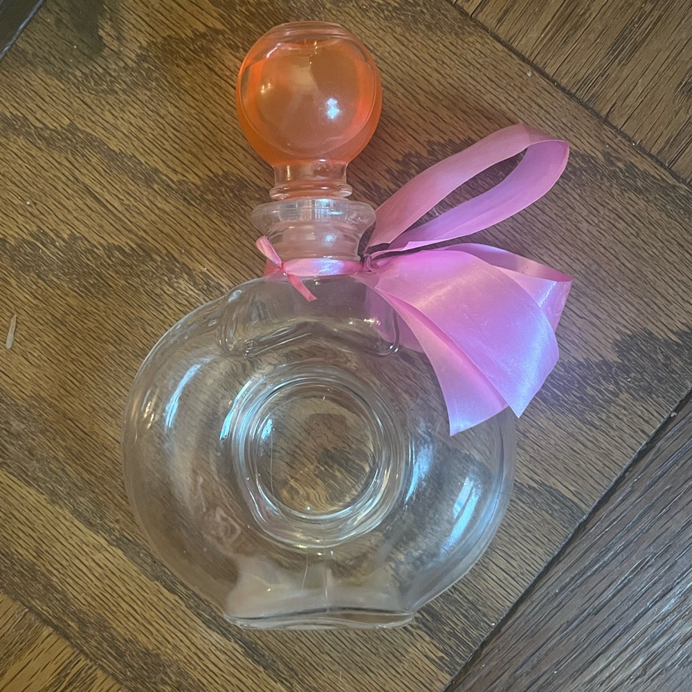 Elegant Glass Perfume Bottle with Pink Ribbon